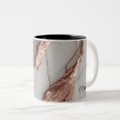 Trendy Copper Glitzer Marmor Zweifarbige Tasse (VorderseiteRechts)