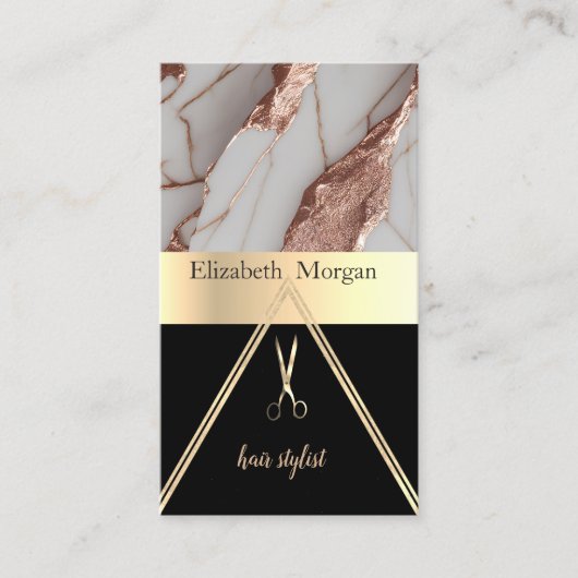 Trendy Copper Glitzer Marmorschere Visitenkarte (Vorderseite)