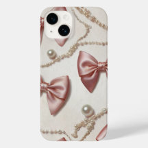 Trendy Coquette Ästhetik Rosa Schleifen & Perlen T
