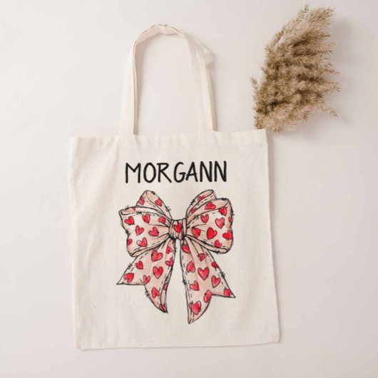 Trendy Coquette Bow Red Hearts Tragetasche