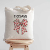 Trendy Coquette Bow Red Hearts Tragetasche