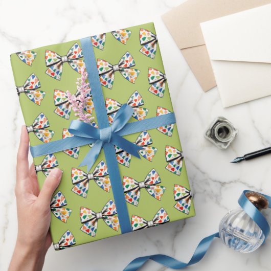 Trendy Coquette farbenfrohe grüne Bow Muster Geschenkpapier (Schenken)