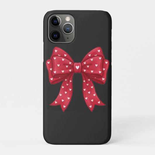Trendy Coquette Red Ribbon Bow with White Hearts Case-Mate iPhone Hülle (Rückseite)