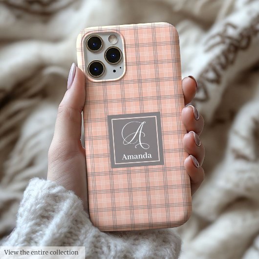 Trendy Coral Grau iPhone Hülle Klar Monogramm Gesc