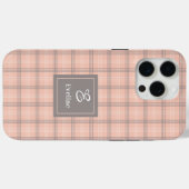 Trendy Coral Grau iPhone Hülle Klar Monogramm Gesc (Rückseite (Horizontal))