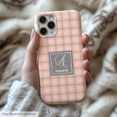 Trendy Coral Grey iPhone Case Clear Monogram Gift