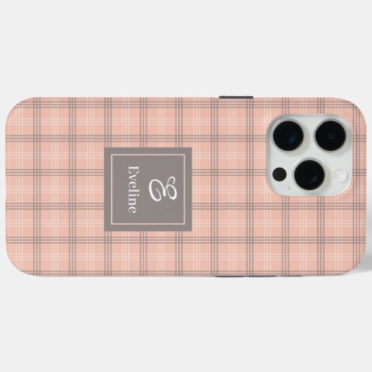 Trendy Coral Grey iPhone Case Clear Monogram Gift (Rückseite (Horizontal))