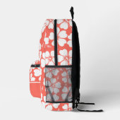 Trendy Coral Hibiskus Pattern Bedruckter Rucksack (Rechts)