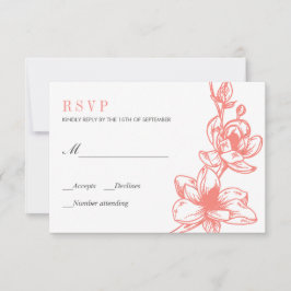 Trendy Coral Magnolia Blume Bloom | HochzeitsrSVP RSVP Karte