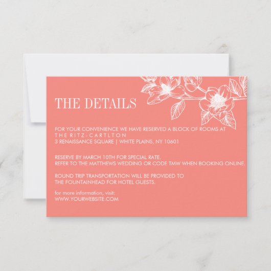 Trendy Coral Magnolia Blume Bloom | HochzeitsrSVP RSVP Karte (Vorderseite)