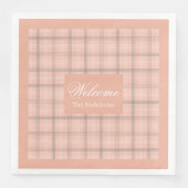 Trendy Coral Napkins Personalized Plaid Table Set Serviette (Vorderseite)