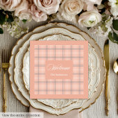 Trendy Coral Napkins Personalized Plaid Table Set Serviette