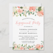 Trendy Coral Peach Floral Engagement Party Einladung (Vorderseite)