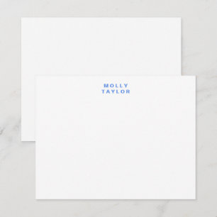 Trendy Cornflower Blue Bold Two Line Name Chic Mitteilungskarte