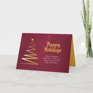 Trendy Corporate Burgundy & Gold Christmas Holiday Karte