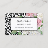 Trendy Cosmetologin Leopard Print Pink Floral Visitenkarte (Vorderseite)
