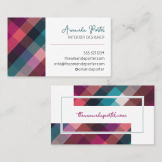 Trendy Country Cheminée Karierte Visitenkarte