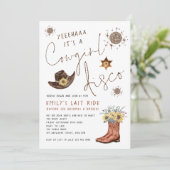 Trendy Cowgirl Disco Glitzer Junggeselinnen-Abschi Einladung (Stehend Vorderseite)