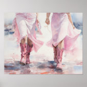 Trendy Cowgirls Boots Watercolor Walking on Beach Poster (Vorne)