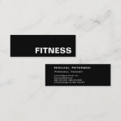 Trendy Creative Black Fitness Sport Business Card Mini Visitenkarte (Vorne/Hinten)