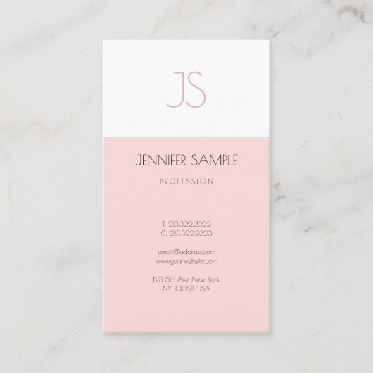 Trendy Creative Monogram Sleek Graphic Design Pink Visitenkarte (Vorderseite)