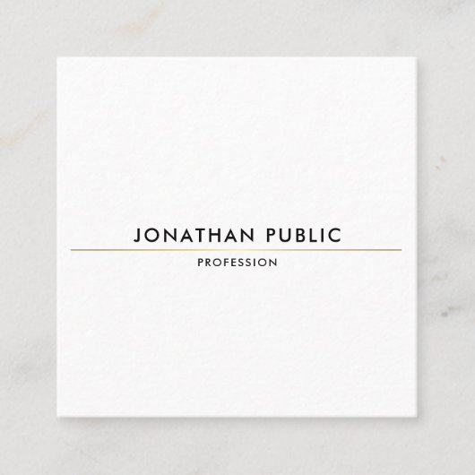 Trendy Creative Simple Design Gold White Template Quadratische Visitenkarte (Vorderseite)
