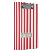 Trendy Crimson Bright Red & White Striped Elegant Klemmbrett (Rechts)