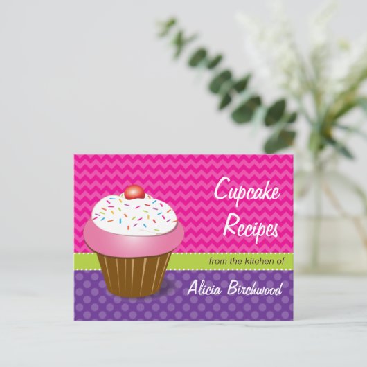 Trendy Cupcake Rezept Postkarte (Stehend Vorderseite)