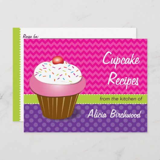 Trendy Cupcake Rezept Postkarte (Vorne/Hinten)