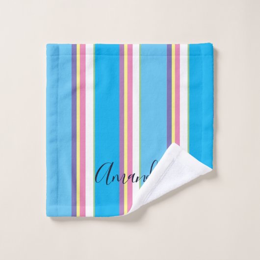 Trendy Cursive Mit Monogramm Rainbow Badhandtuch Set (Waschlappen)