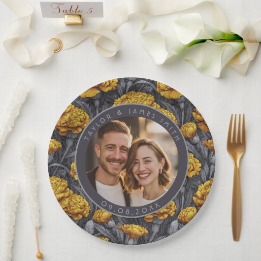 Trendy Custom Carnation Flower Spring Wedding Pappteller (Hochzeit)