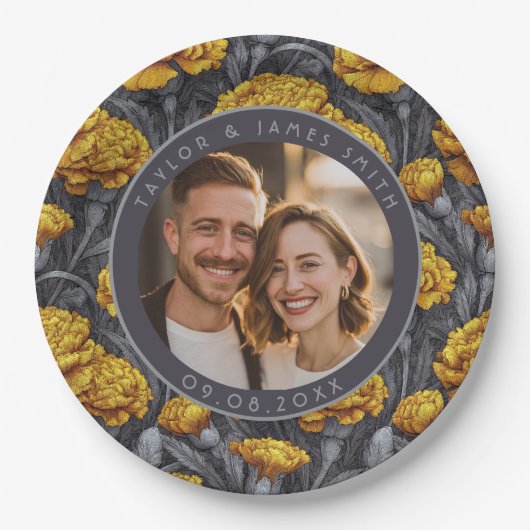 Trendy Custom Carnation Flower Spring Wedding Pappteller (Vorderseite)