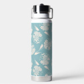 Trendy Custom Erststaubblau blühhaltig isoliert Trinkflasche (Hinten)