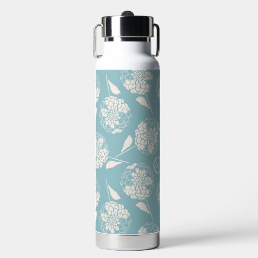 Trendy Custom Erststaubblau blühhaltig isoliert Trinkflasche (Vorderseite)