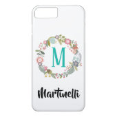 Trendy Custom Monogram Floral Wreath Case-Mate iPhone Hülle (Rückseite)