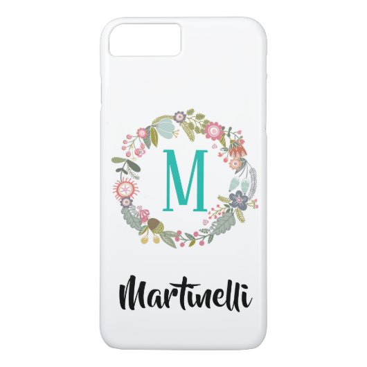 Trendy Custom Monogram Floral Wreath Case-Mate iPhone Hülle (Rückseite)