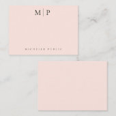 Trendy Custom Template Chic Blush Pink Monogrammed Mitteilungskarte (Vorne/Hinten)