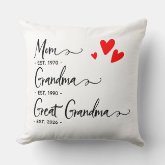 Trendy Custom Year Mom Grandma Great Grandma Kissen