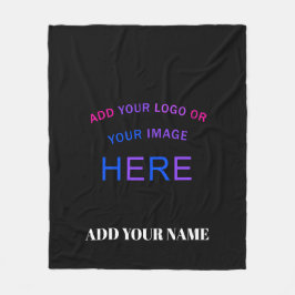 Trendy Customizable Personalisiert Branding Black Fleecedecke