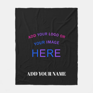 Trendy Customizable Personalisiert Branding Black Fleecedecke