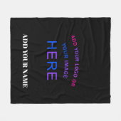 Trendy Customizable Personalisiert Branding Black Fleecedecke (Vorderseite (Horizontal))