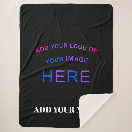 Trendy Customizable Personalisiert Branding Black Sherpadecke (Vorderseite)