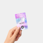 Trendy Cute Holographic Glitter Drips Employee Ausweis (Handheld)