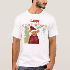 Trendy Dad Family Matching Cute Reindeer Christmas T-Shirt