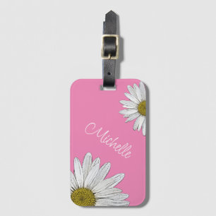 Trendy Daisies Personalisiert Girly Pink Gepäckanhänger