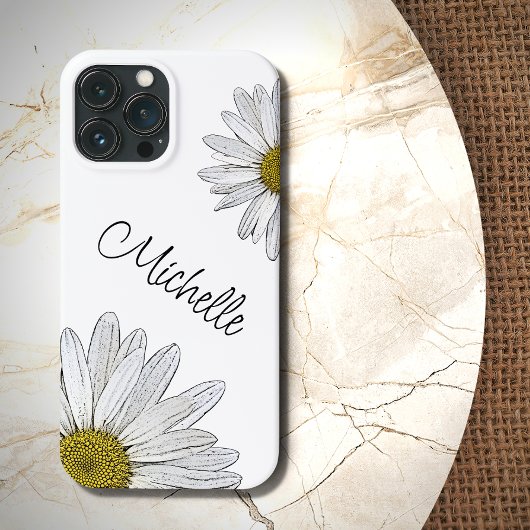 Trendy Daisies Schwarz-weiße Blume Personalisiert Case-Mate iPhone Hülle