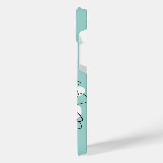 Trendy Daisy Floral Illustration - aquamarin gelb iPhone Hülle (Linke Seite)