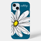 Trendy Daisy Floral Illustration - blau und gelb Case-Mate iPhone Hülle (Rückseite)