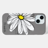 Trendy Daisy Floral Illustration - grau und gelb Case-Mate iPhone Hülle (Rückseite (Horizontal))