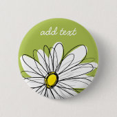 Trendy Daisy Floral Illustration - Limon und gelb Button (Vorderseite)